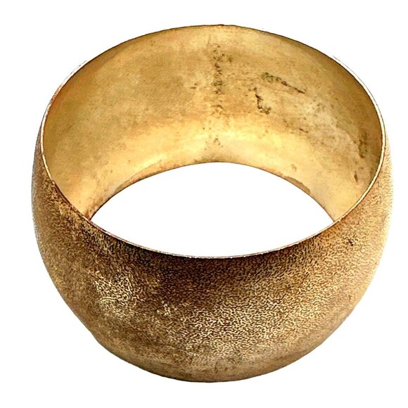 Mod Wide Bangle Gold Metallic Bracelet Textured Shimmer  Retro Chic Bold Vintage - Picture 5 of 7
